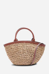 Jianna Woven Raffia Tote With Cross Body in Tan