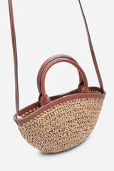 Jianna Woven Raffia Tote With Cross Body in Tan