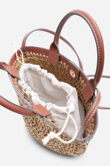 Jianna Woven Raffia Tote With Cross Body in Tan