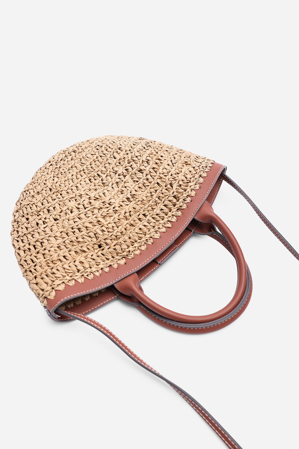 Jianna Woven Raffia Tote With Cross Body in Tan