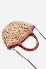 Jianna Woven Raffia Tote With Cross Body in Tan