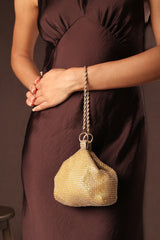 Lore Gold Diamante Pouch Bag with Chain Detail Handle