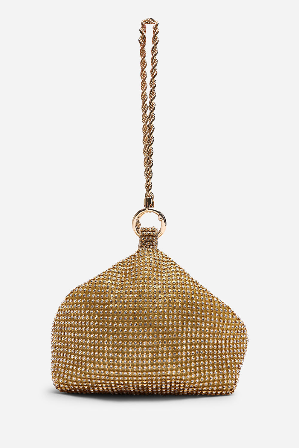 Lore Gold Diamante Pouch Bag with Chain Detail Handle