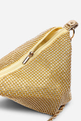 Lore Gold Diamante Pouch Bag with Chain Detail Handle
