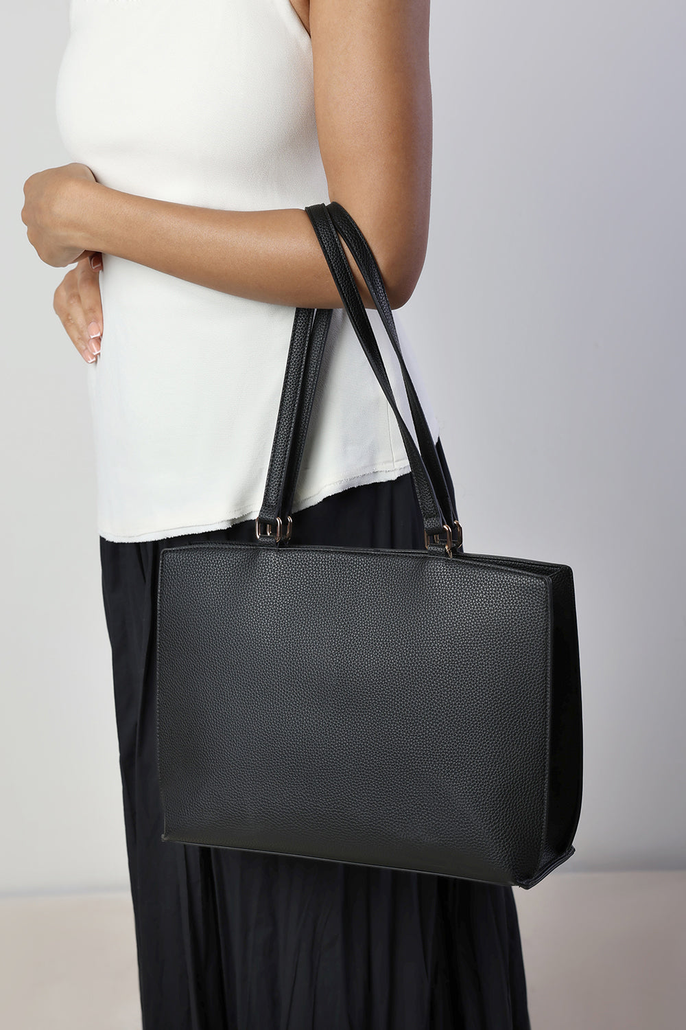 Mariella Faux Leather Tote Bag in Black