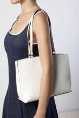 Mariella Faux Leather Tote Bag in Cream