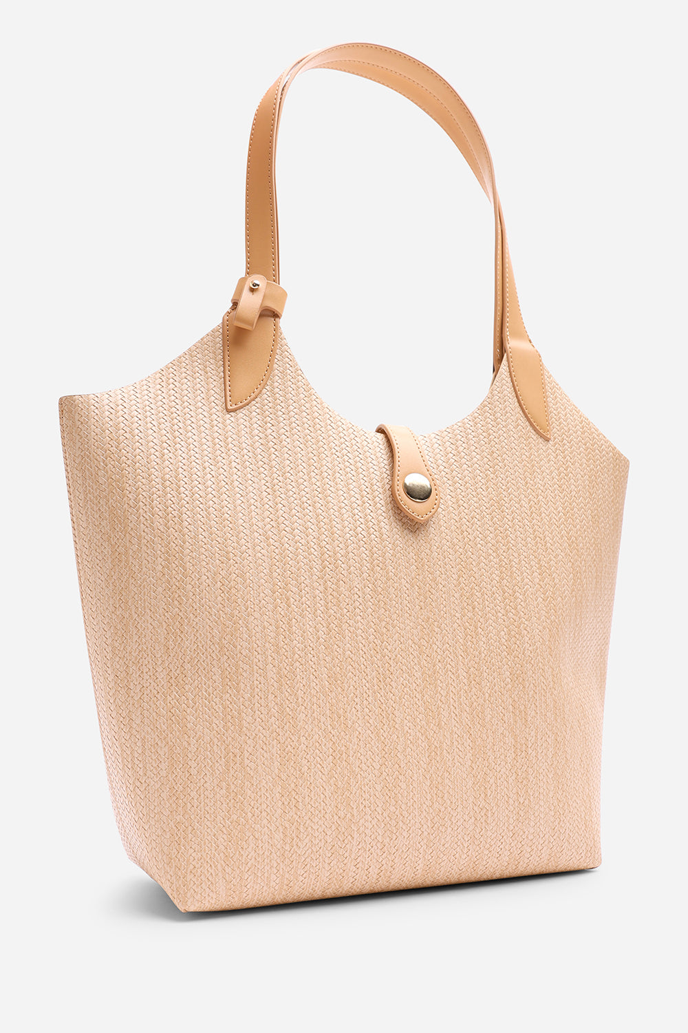 Akira Raffia Shoulder Bag with Contrast Front Pocket