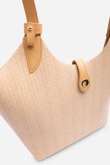 Akira Raffia Shoulder Bag with Contrast Front Pocket