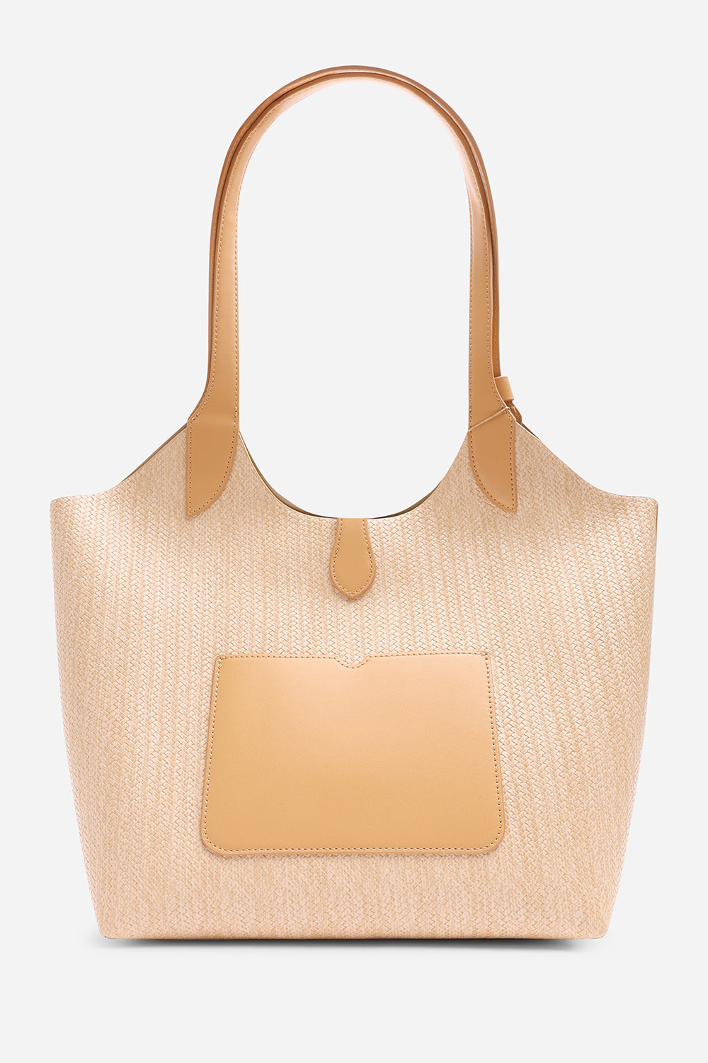 Akira Raffia Shoulder Bag with Contrast Front Pocket