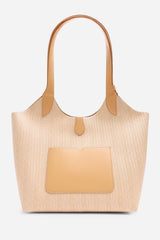 Akira Raffia Shoulder Bag with Contrast Front Pocket
