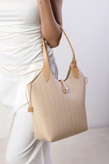 Akira Raffia Shoulder Bag with Contrast Front Pocket