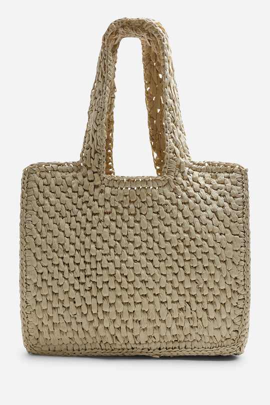Vivid Where’s Natural Raffia Tote Bag
