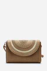 Alto Dark Raffia Fold Over Clutch Bag