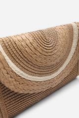 Alto Dark Raffia Fold Over Clutch Bag