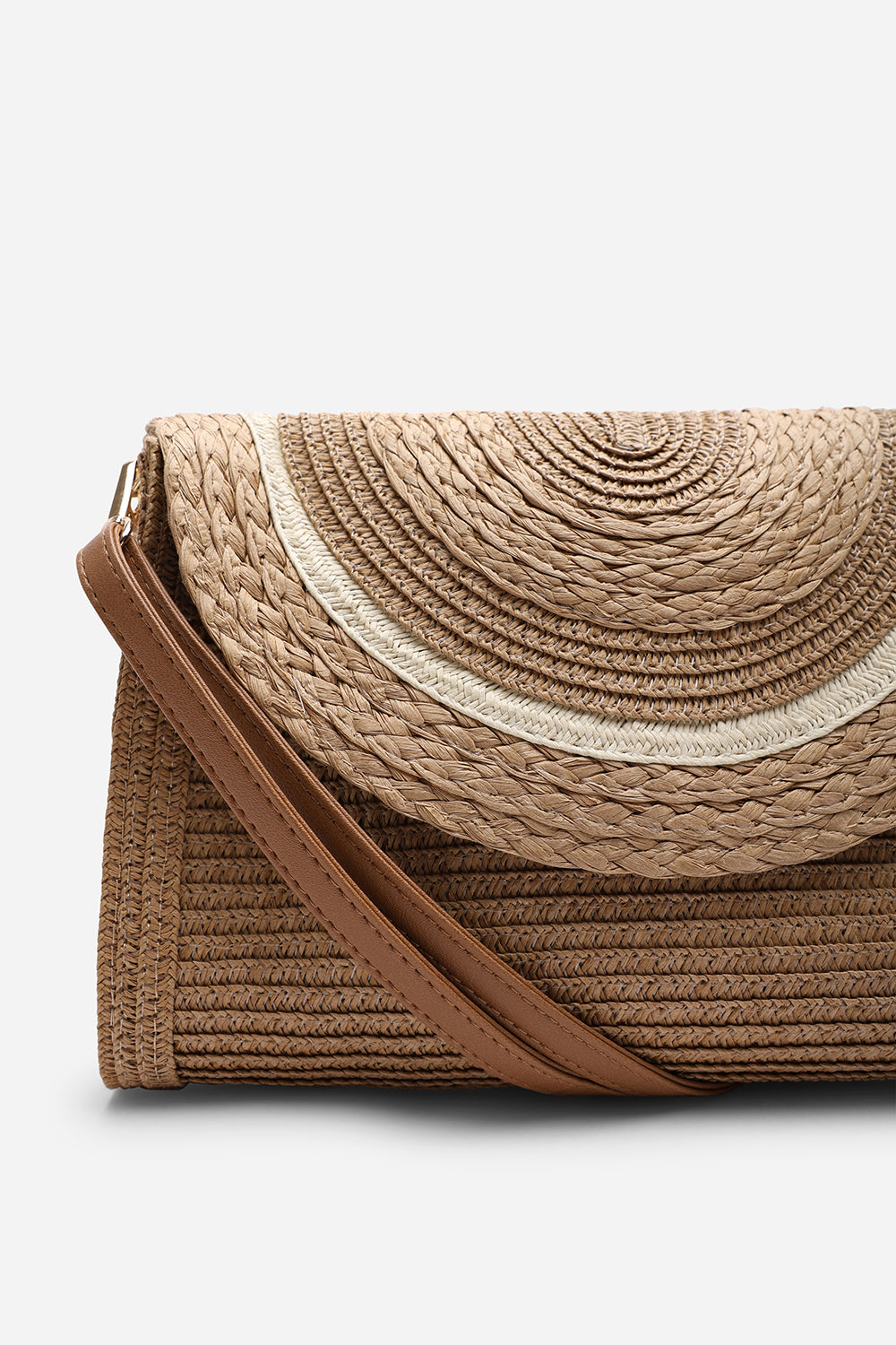 Alto Dark Raffia Fold Over Clutch Bag