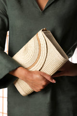 Alto Natural Raffia Fold Over Clutch Bag