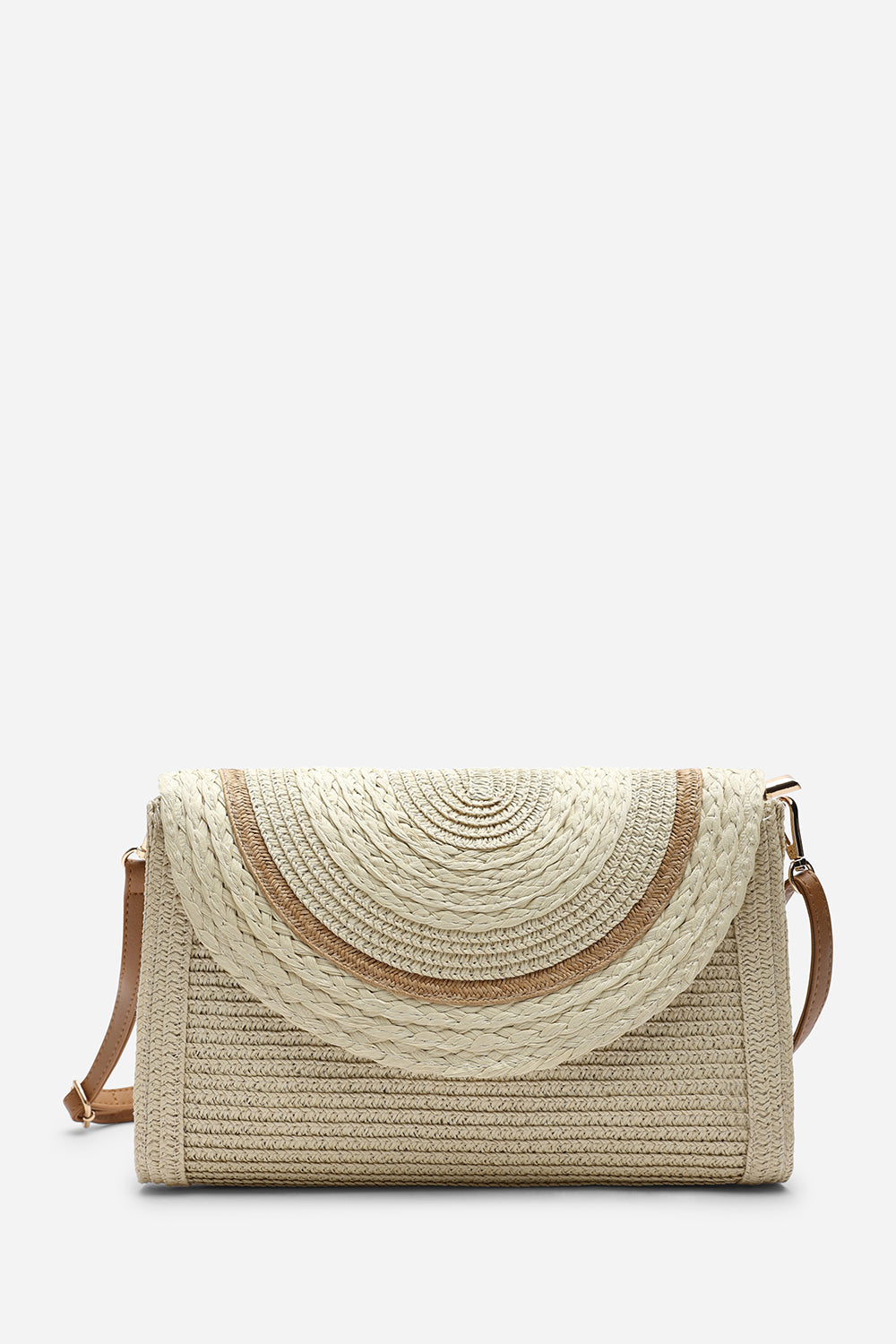Alto Natural Raffia Fold Over Clutch Bag