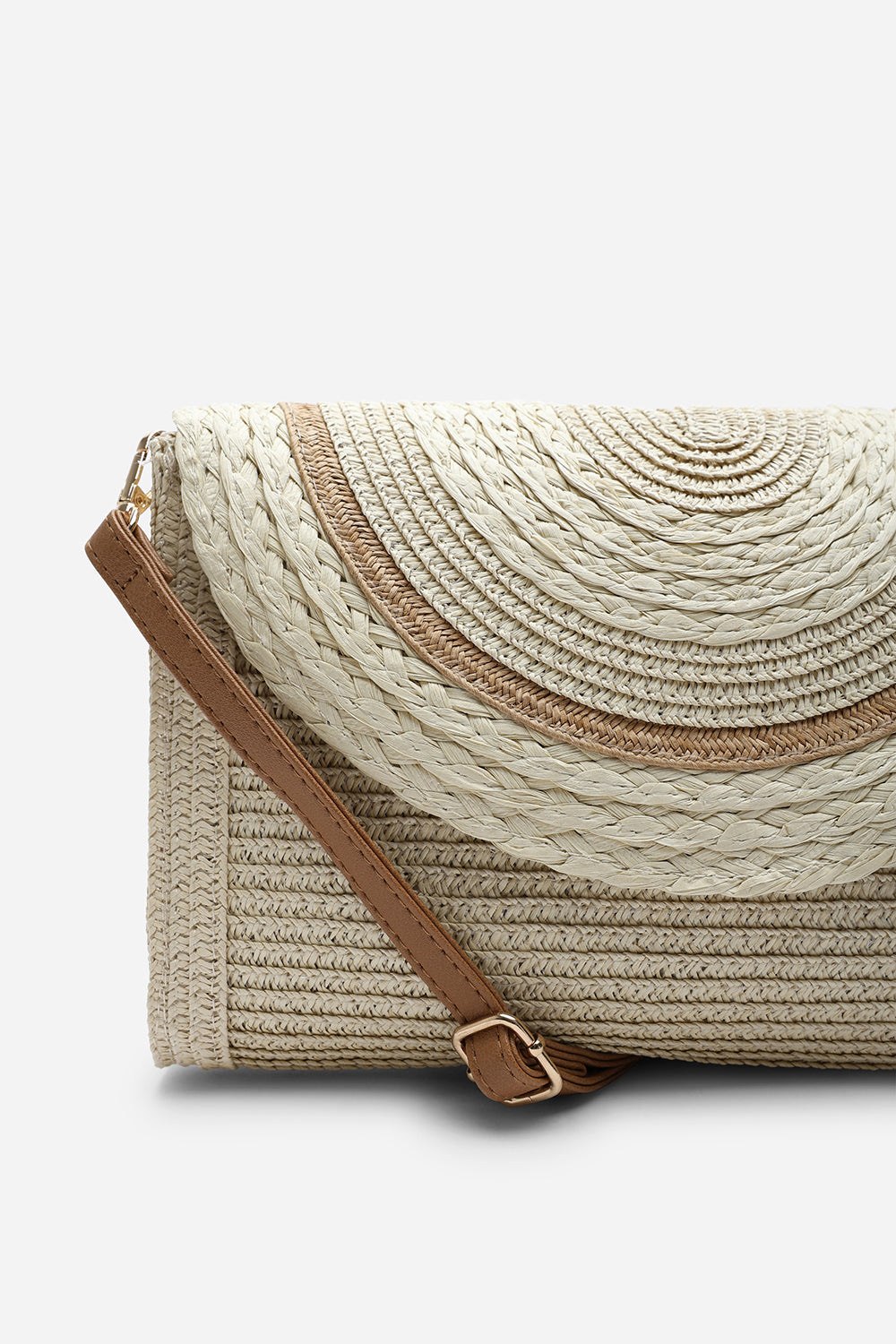 Alto Natural Raffia Fold Over Clutch Bag
