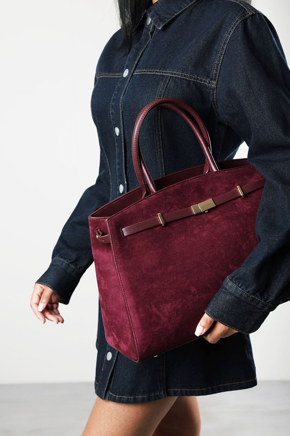 Grelle Leather Belt Lock Detail Tote Bag