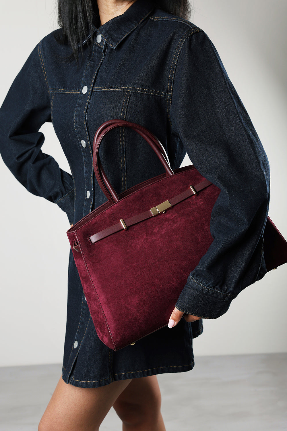 Grelle Leather Belt Lock Detail Tote Bag