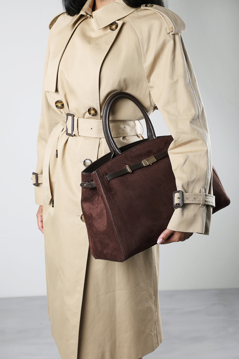 Grelle Leather Belt Lock Detail Tote Bag