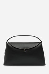 Havina Leather Grab Bag with Gold Clasp Detail