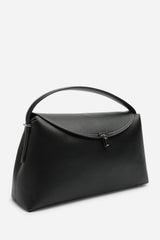 Havina Leather Grab Bag with Gold Clasp Detail