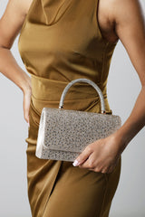 Harixa Gold Diamante Studded Metallic Top Handle Grab Bag