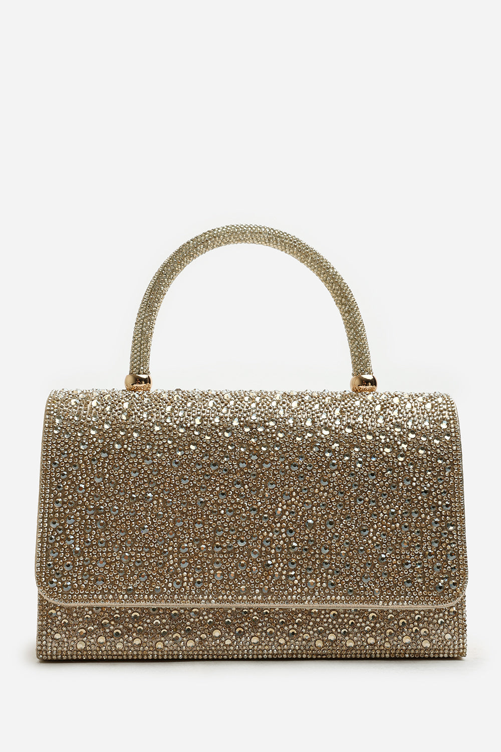Harixa Gold Diamante Studded Metallic Top Handle Grab Bag