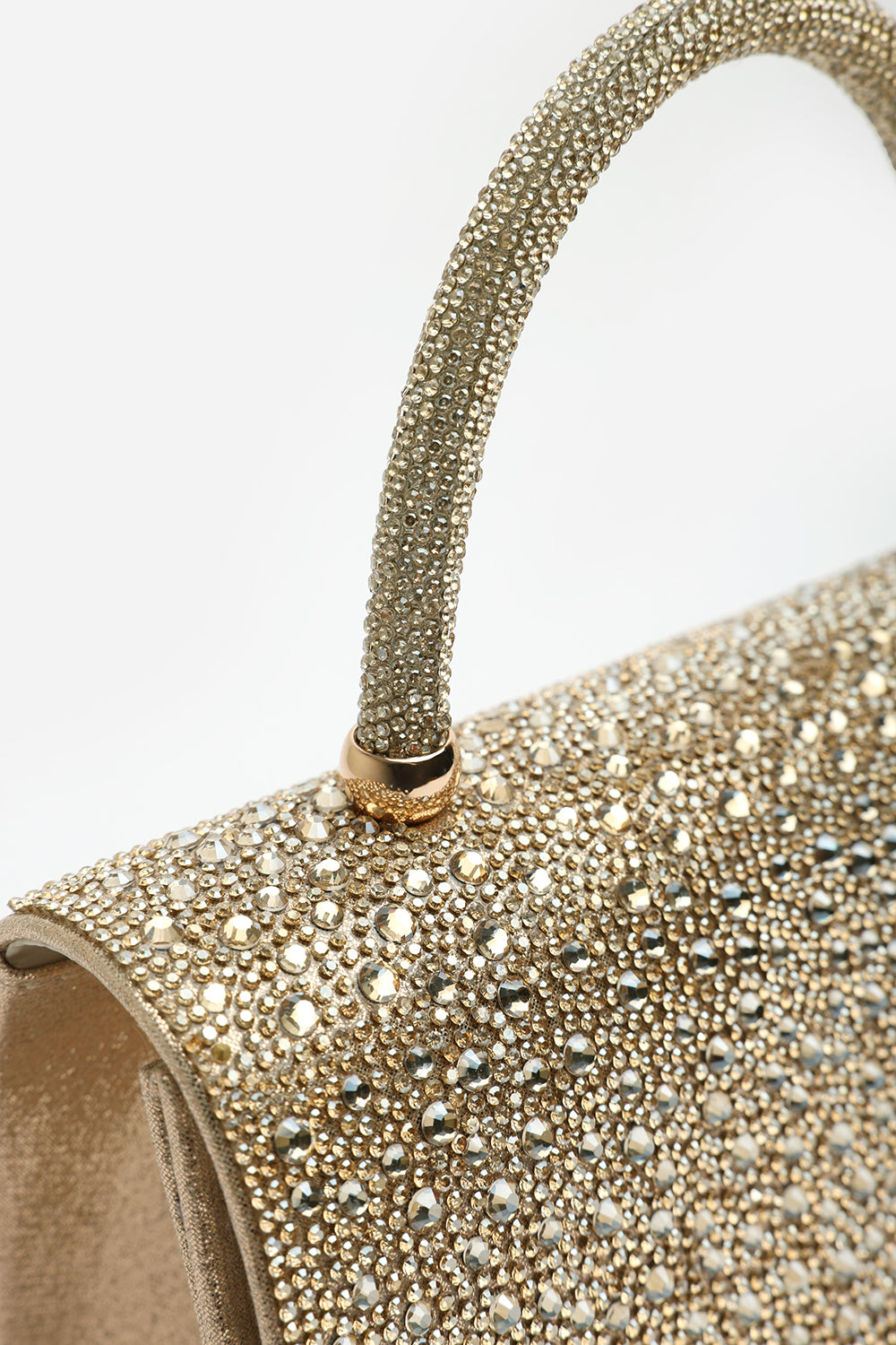 Harixa Gold Diamante Studded Metallic Top Handle Grab Bag