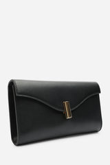 Larelle Leather Cross Body Chain Clutch Bag With Gold Clasp