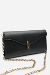 Larelle Leather Cross Body Chain Clutch Bag With Gold Clasp