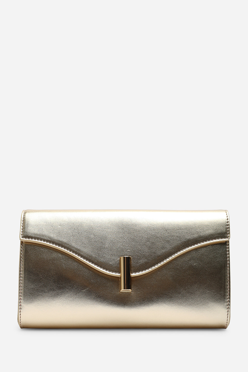Larelle Leather Cross Body Chain Clutch Bag With Gold Clasp