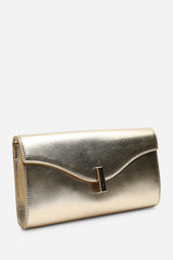 Larelle Leather Cross Body Chain Clutch Bag With Gold Clasp