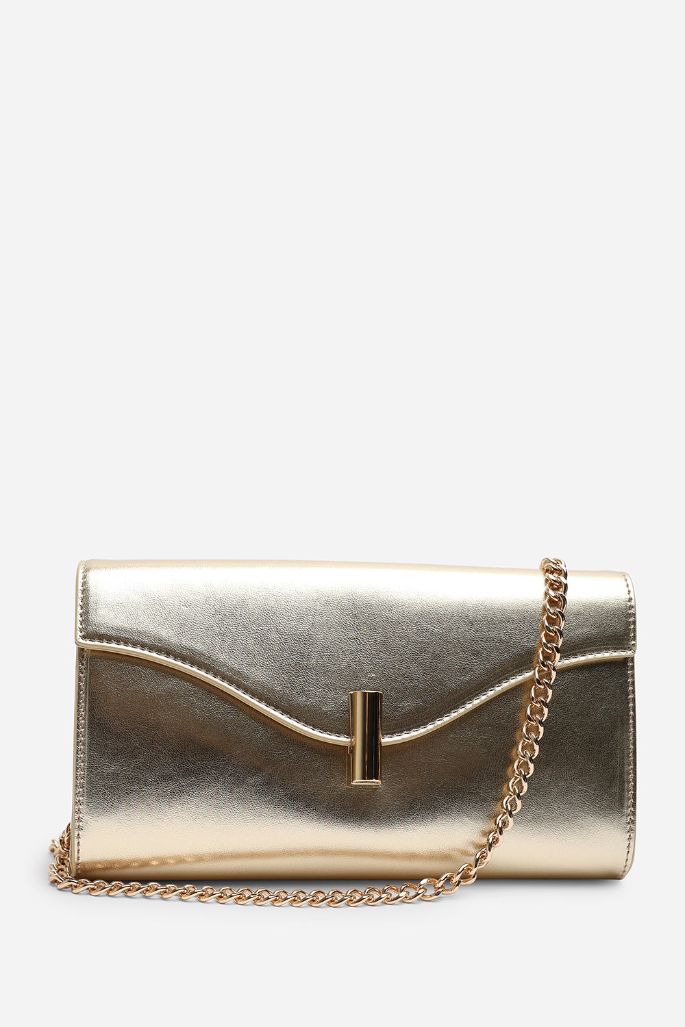 Larelle Leather Cross Body Chain Clutch Bag With Gold Clasp