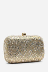Lixelle Gold Crystal Embellished Evening Clutch Bag