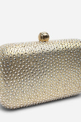 Lixelle Gold Crystal Embellished Evening Clutch Bag