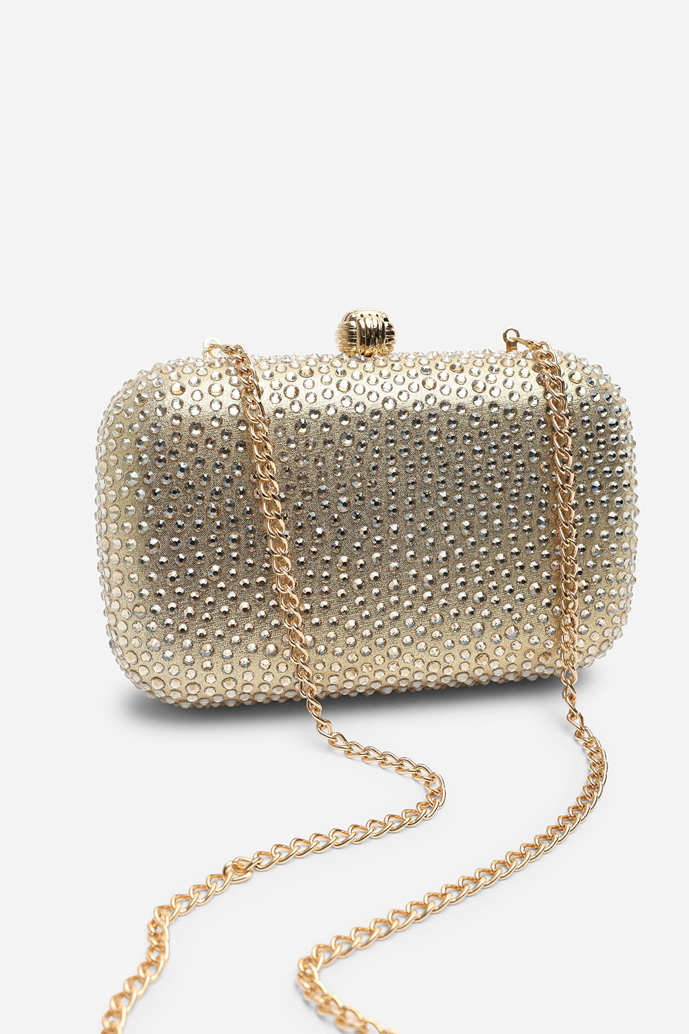 Lixelle Gold Crystal Embellished Evening Clutch Bag