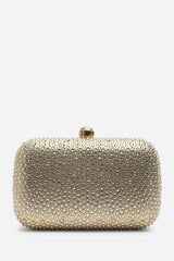 Lixelle Gold Crystal Embellished Evening Clutch Bag