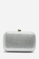 Lixelle Silver Crystal Embellished Evening Clutch Bag