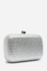 Lixelle Silver Crystal Embellished Evening Clutch Bag