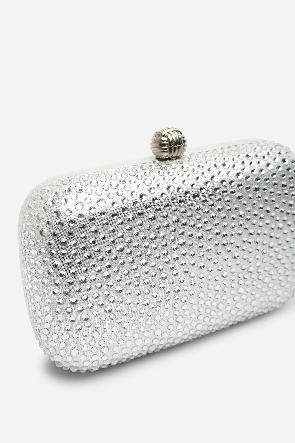 Lixelle Silver Crystal Embellished Evening Clutch Bag