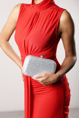 Lixelle Silver Crystal Embellished Evening Clutch Bag