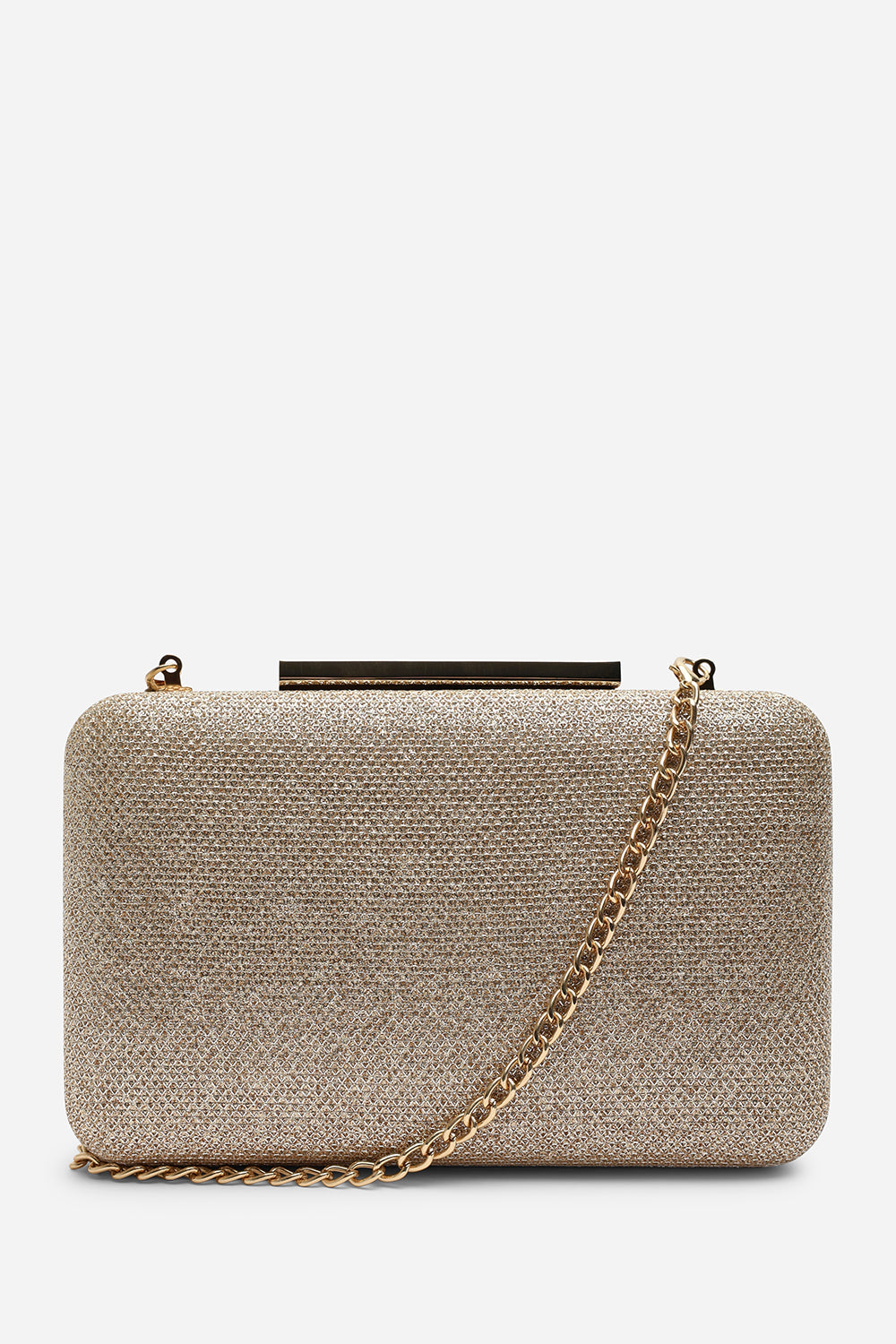 Lavena Light Gold Shimmer Box Clutch Bag