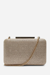 Lavena Light Gold Shimmer Box Clutch Bag