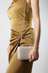 Lavena Light Gold Shimmer Box Clutch Bag