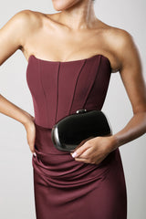 Marixa Black HardShell Pebble Clutch Bag