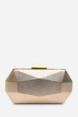 Mivana Rose Gold Textured Geometric Box Clutch Bag