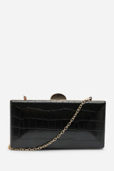 Melyra Black Croc Box Evening Clutch Bag