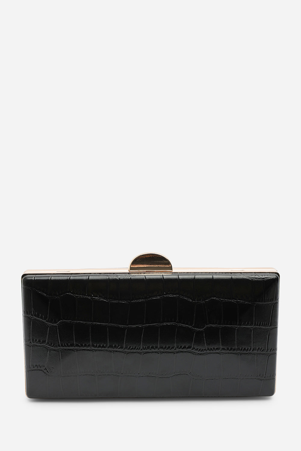 Melyra Black Croc Box Evening Clutch Bag